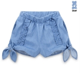 Quần short jeans giấy bèo dọc nơ bé gái Jelis. HA2161