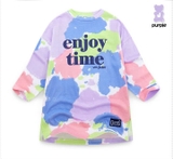Áo váy cotton dài tay cầu vồng Enjoy time bé gái Jelis. HA2693
