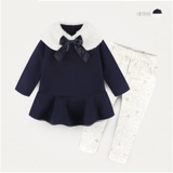 Bộ nỉ lông bé gái - không kèm khăn- MM . HA1796 (2 màu)
