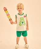 Bộ ba lỗ cotton gấu 3 màu bé trai bé gái Care. HA5022