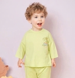 Áo thun cotton dài tay logo ngực thỏ bé trai bé gái Moli. HA3985