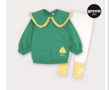 Bộ nỉ da cá bé gái áo cổ sen lé bèo Hej. HA2545