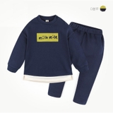 Bộ nỉ lông chữ phối gấu áo trắng. HA0100 (2 màu)