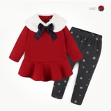 Bộ nỉ lông bé gái - không kèm khăn- MM . HA1796 (2 màu)