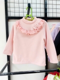 Áo nỉ lông cổ phối ren nơ tiểu thư bé gái MM. HA5229 (form ôm gọn bé cuối dải size nên tăng size)