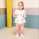 Bộ cotton áo hoạ tiết cherry + quần alibaba Pim-po-llo xuất Hàn - HA0611