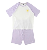 Bộ cotton raglan tím bé gái Cún xanh. HA048