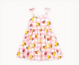 Váy hai dây cotton nơ vai kẻ caro thỏ bé gái Hej. HA0129