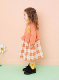 Váy nỉ da cá phối caro thỏ Hej bé gái. HA3744