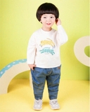 Áo cotton xước dài tay 2 báo bé trai bé gái Moli. HA4032