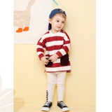 Bộ nỉ da cá  áo kẻ  + quần legging cho bé MM. HA1585 (2 màu)