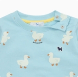Áo nỉ da cá họa tiết vịt con bé trai bé gái Cún xanh baby. HA3788