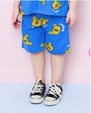 Quần cotton dài ngang gối họa tiết gấu xù đeo kính bé trai Hej. HA0471