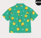 Áo cotton hè cổ sơ mi họa tiết gấu xù bé trai Hej. HA0388