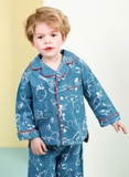 Bộ + quần lẻ + áo lẻ pyjama xanh cam bé trai bé gái Jelis. HA2856