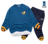 Bộ nỉ da cá logo ngực NKstar phối gấu bé trai Jelis. HA4671