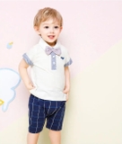 Áo cotton có cổ phối kẻ bé trai MM. HA1132
