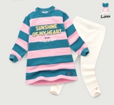 Bộ áo váy nỉ da cá sunshine quần leg bé gái Jelis. HA4442