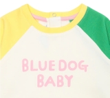Áo nỉ da cá tay raglan 2 màu bé trai bé gái Cún xanh baby. HA4494