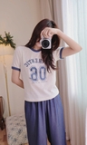 Bộ áo cotton Authentic quần ống suông nữ. HA5148