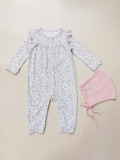 Set body hoa nhí nơ ngực kèm mũ bé gái Minkmui. HA2421