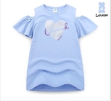 Áo váy cotton trễ vai Cherish tim bé gái Jelis. HA2191