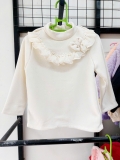 Áo nỉ lông cổ phối ren nơ tiểu thư bé gái MM. HA5229 (form ôm gọn bé cuối dải size nên tăng size)
