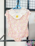 Body cotton giấy cổ yếm họa tiết trứng bé gái Happy. HA4414