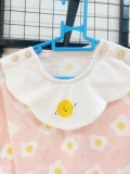 Body cotton giấy cổ yếm họa tiết trứng bé gái Happy. HA4414