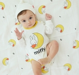 Body cotton tam giác dài tay thỏ trắng bé trai bé gái Miffy. HA0838