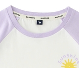 Bộ cotton raglan tím bé gái Cún xanh. HA048