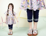 Leg lửng cotton in hoa gấu bé gái Jelis. HA3230