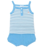Bộ hai dây cotton dệt tổ ong bé trai bé gái Cún xanh baby. HA1370