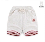 Quần short cotton phối gấu kẻ bé trai bé gái Jelis. HA3284