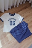 Bộ áo cotton Authentic quần ống suông nữ. HA5148