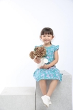 Váy bé gái suông đuôi cá vintage Green Leave. HA0170 (2 màu)