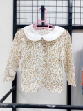 Áo thun cổ sen bèo trắng hoa nhí bé gái Aga. HA4846