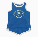 Bộ ba lỗ áo vải thoáng quần viền thể thao bé trai bé gái Cún xanh baby. HA3488