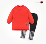 Bộ nỉ da cá quần leg phối kẻ gấu cử tạ bé trai bé gái MM. HA1221