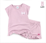Bộ cotton bèo chéo lưng nơ ngực bé gái Jelis. HA3347