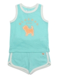 Bộ ba lỗ áo vải thoáng quần viền thể thao bé trai bé gái Cún xanh baby. HA3488