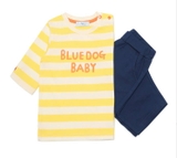 Bộ cotton kẻ lửng bé trai Cún xanh baby. HA2068