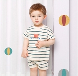 Áo cotton kẻ khủng long bờm bé trai bé gái MM. HA4358