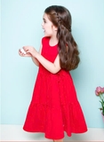 Váy cotton suông xòe nơ sườn bé gái Jelis. HA2759