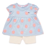 Bộ áo váy hoa nhí quần leg bé gái Cún xanh baby. HA3086