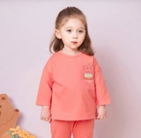 Áo thun cotton dài tay logo ngực thỏ bé trai bé gái Moli. HA3985