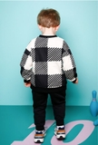 Bộ nỉ da cá ô vuông đen trắng bé trai Jelis. HA4638