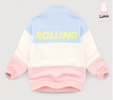 Áo nỉ da cá cổ kéo khóa Rolling phối 3 màu bé trai bé gái Jelis. HA2622