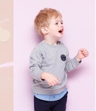 Áo nỉ da cá logo tròn phối gấu sơ mi bé trai MM. HA3997