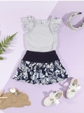 Bộ cotton quần váy hoa bé gái Andi. HA2323